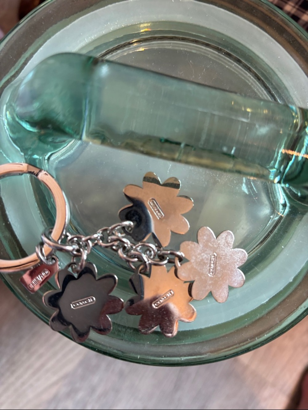 Coach Pink & Red Daisy Enamel Keychain Charm - Picture 4 of 5